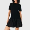 Vestido corto de punto y tafetán Vestido corto de punto y tafetán