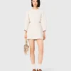 Vestido corto de tweed con mangas abullonadas