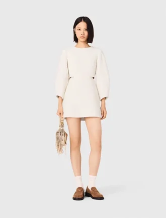 Vestido corto de tweed con mangas abullonadas