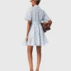 Vestido corto estampado de mezcla de lino