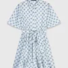 Vestido corto estampado de mezcla de lino