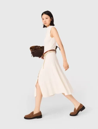 Vestido de canalé con abertura lateral