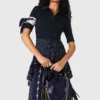 Vestido de mezcla de tejidos con estampado de pañuelo Vestido de mezcla de tejidos con estampado de pañuelo