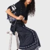 Vestido de mezcla de tejidos con estampado de pañuelo Vestido de mezcla de tejidos con estampado de pañuelo