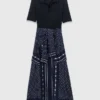 Vestido de mezcla de tejidos con estampado de pañuelo Vestido de mezcla de tejidos con estampado de pañuelo