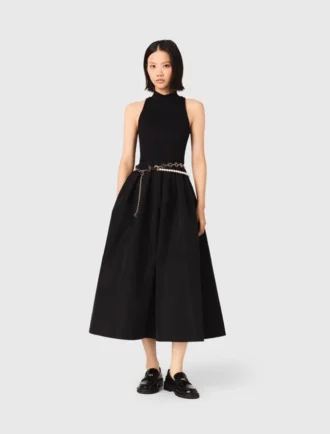 Vestido de tafetán de mezcla de materiales