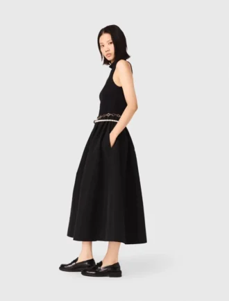 Vestido de tafetán de mezcla de materiales