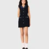 Vestido de tweed con detalles de denim Vestido de tweed con detalles de denim