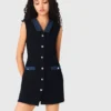 Vestido de tweed con detalles de denim Vestido de tweed con detalles de denim