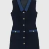 Vestido de tweed con detalles de denim Vestido de tweed con detalles de denim