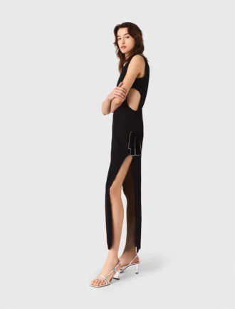 Vestido largo con cuello joya