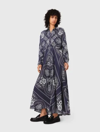 Vestido largo con estampado de pañuelo