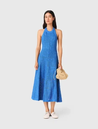 Vestido largo de guipur con espalda descubierta