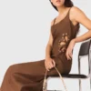 Vestido largo de mezcla de lino
