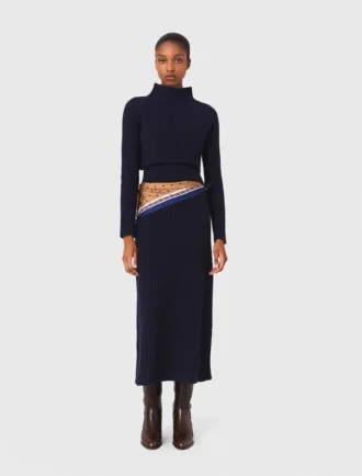 Vestido largo de punto con jersey desmontable