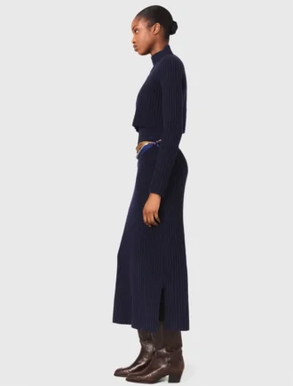 Vestido largo de punto con jersey desmontable