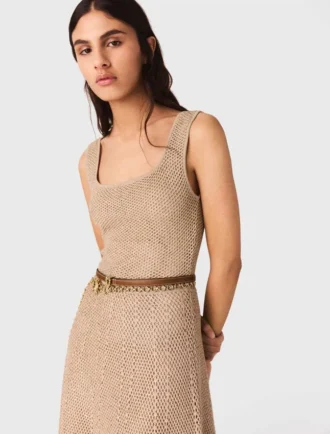 Vestido largo de punto con pedrería