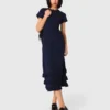 Vestido largo de punto con volantes