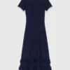 Vestido largo de punto con volantes