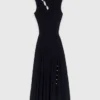 Vestido largo de punto elástico con aberturas Vestido largo de punto elástico con aberturas