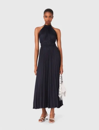 Vestido largo de satén plisado