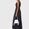 Vestido largo de satén plisado