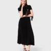 Vestido largo plisado con cuello polo