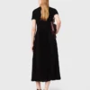 Vestido largo plisado con cuello polo