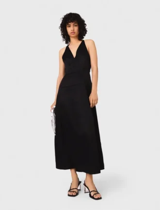 Vestido largo vaporoso con espalda trenzada