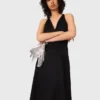 Vestido largo vaporoso con espalda trenzada Vestido largo vaporoso con espalda trenzada