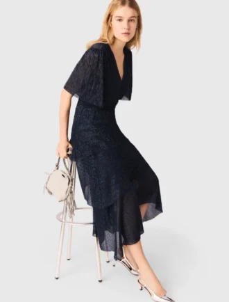 vestido midi con volantes metalizados 2 1 330x434 - Vestido midi con volantes metalizados