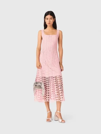 Vestido midi de croché con pedrería