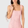 Vestido midi de croché con pedrería