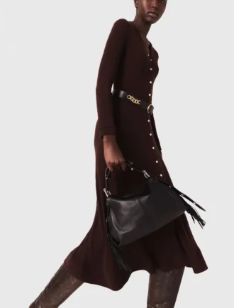Vestido midi de punto con botones