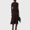 Vestido midi de punto con botones Vestido midi de punto con botones