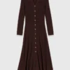 Vestido midi de punto con botones Vestido midi de punto con botones