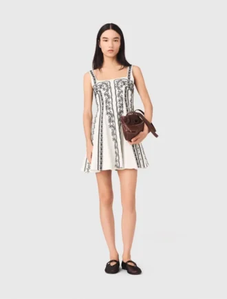 Vestido mini con tirantes bordados