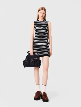 Vestido mini de ganchillo a rayas