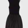Vestido mini de punto acanalado y tafetán Vestido mini de punto acanalado y tafetán