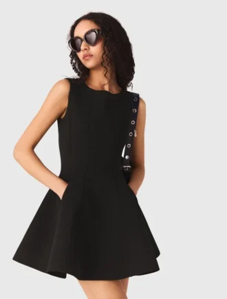 Vestido skater con lazos con pedrería