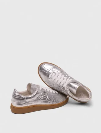 Zapatillas de piel metalizada
