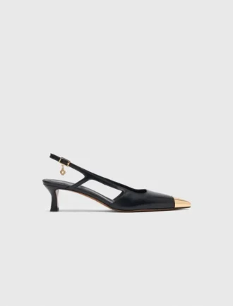 Zapatos de salón con talón abierto de piel lisa