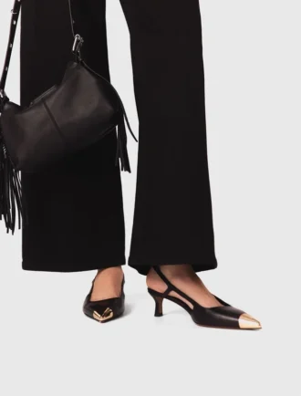 Zapatos de salón con talón abierto de piel lisa