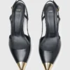 Zapatos de salón con talón abierto de piel lisa